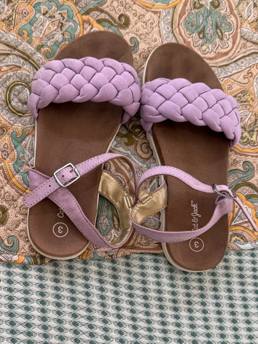 Cat & Jack Lilac Braided Strap Girls Sandals Size 3